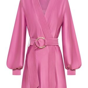 Zhivago Pink Satin Wrap Dress with Belt